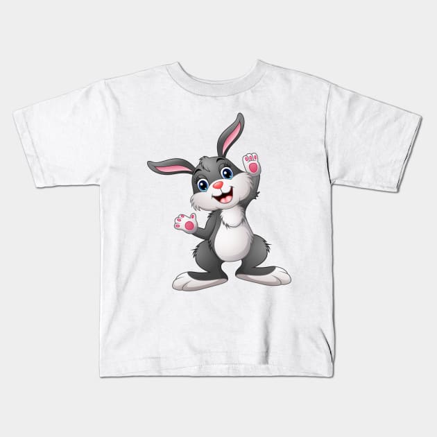 Cute Cartoon Rabbit Kids T-Shirt by Cool Abstract Design